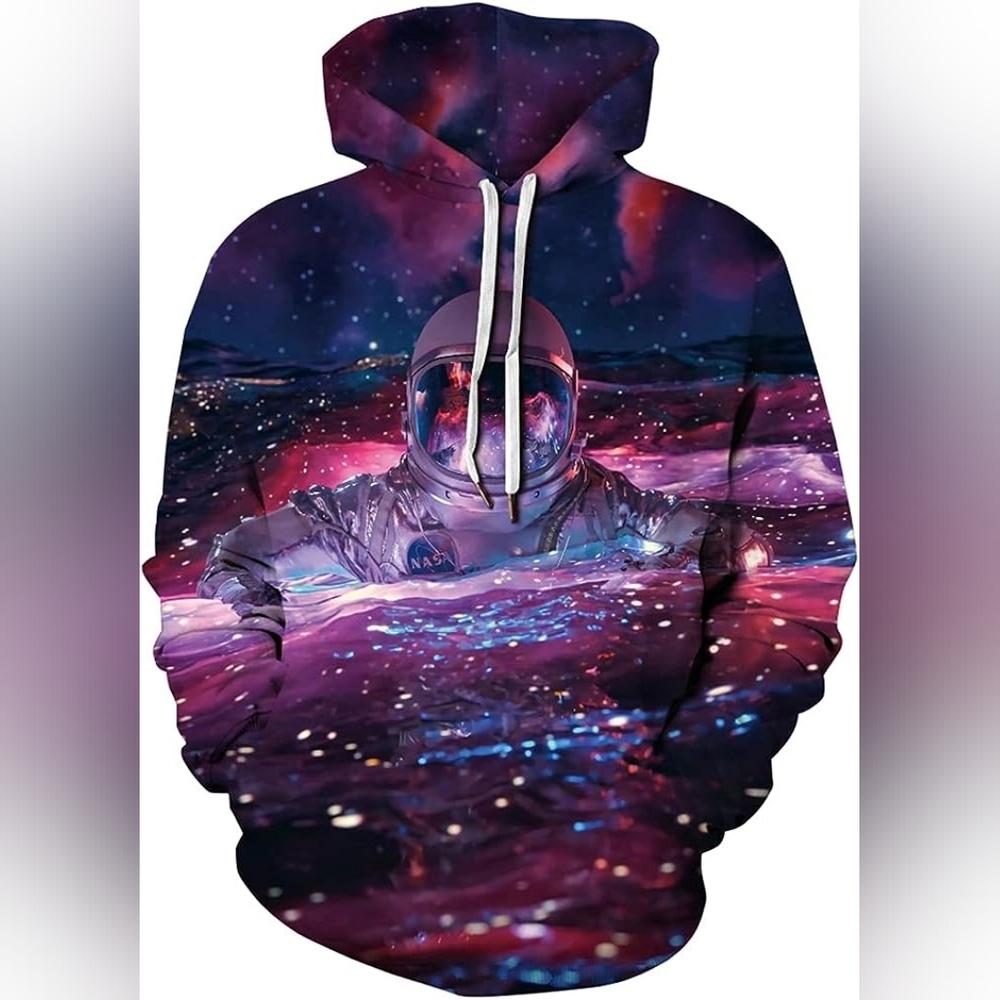 New Men's Graphic Drawstring Hoodie Sweater Multiple Sizes